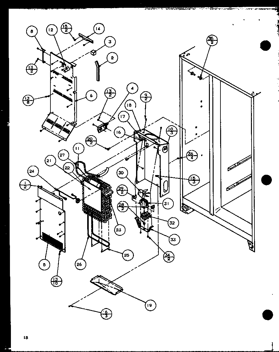 Amana 36048L-P1122102WL evaporator and air handling diagram