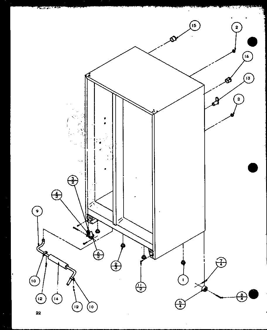 Amana 36048L-P1122102WL rollers and back unit diagram