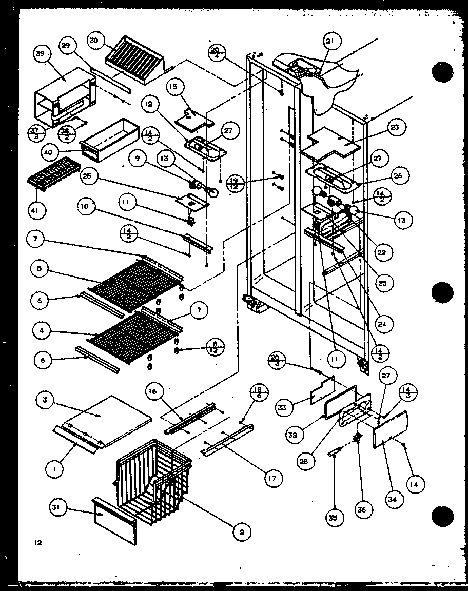 Amana SL22MBG-P1120606WG freezer shelving and refrigerator light diagram