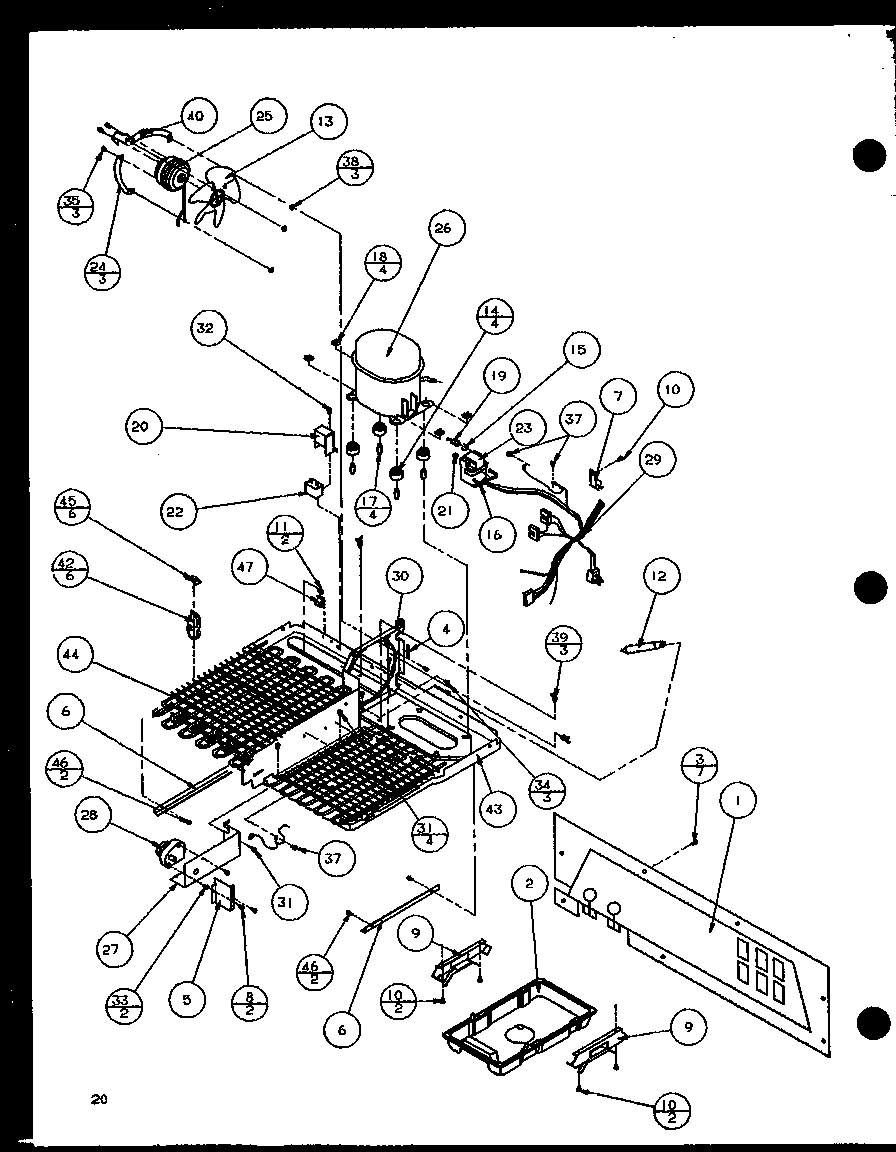 Amana SZ25MP2W-P1154904WW machine compartment - pansonic compressor (sz25m2w/p1154903ww) (sz25m2l/p1154903wl) (sz25mp2w/p1154904ww) (sz25mp2l/p1154904wl) diagram