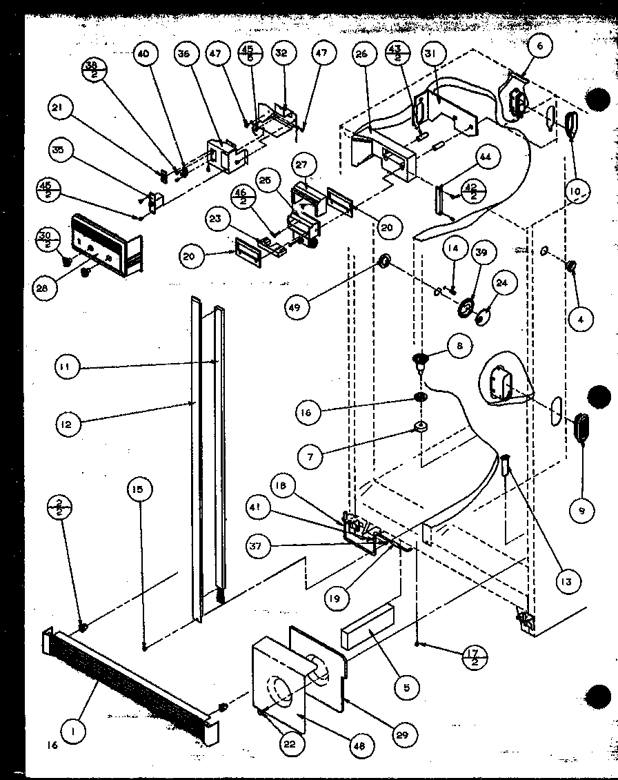Amana SZD27MPB-P1124303WB refrigerator controls and cabinet parts diagram