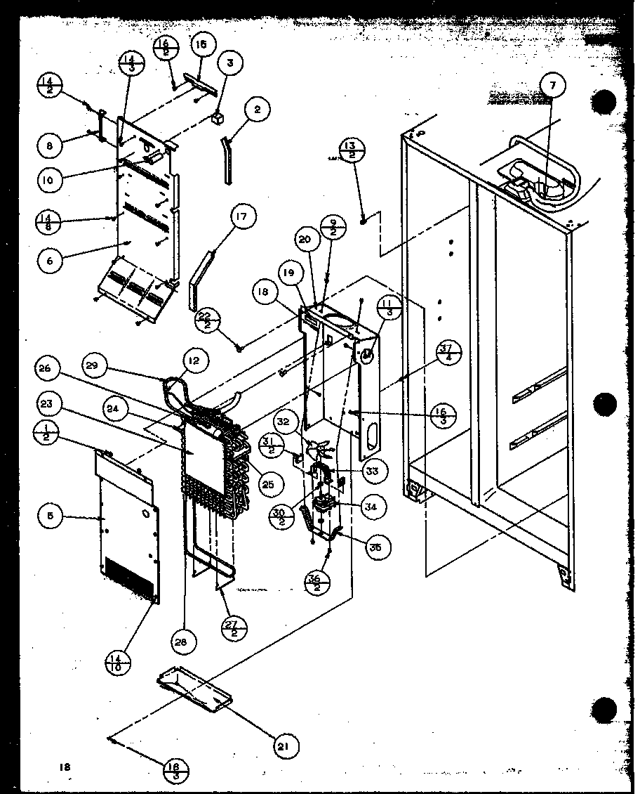 Amana SZD27MPB-P1124303WB evaporator and air handling diagram
