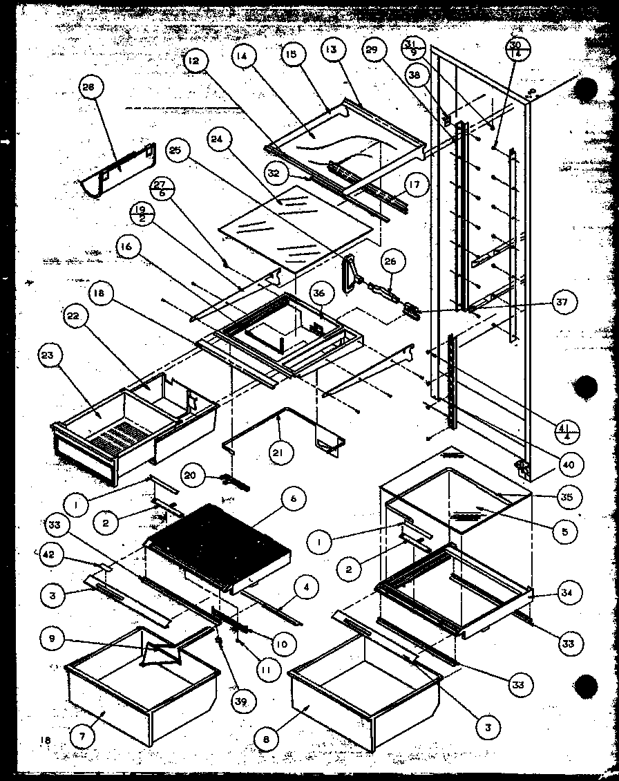 Amana SBD20MW-P1120201WW refrigerator shelving and drawers (sbi20mw/p1120102ww) (sbd20mw/p1120201ww) diagram