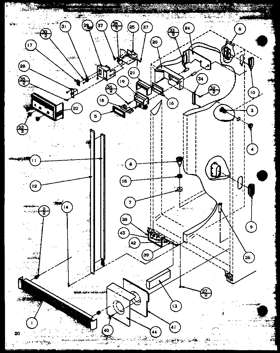 Amana SBD20MW-P1120201WW refrigerator/freezer controls and cabinet parts (sbi20mw/p1120102ww) (sbd20mw/p1120201ww) diagram