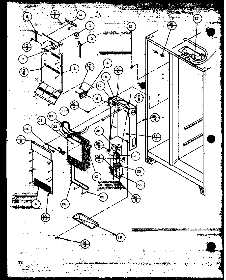 Amana SBD20MW-P1120201WW evaporator and air handling (sbi20mw/p1120102ww) (sbd20mw/p1120201ww) diagram