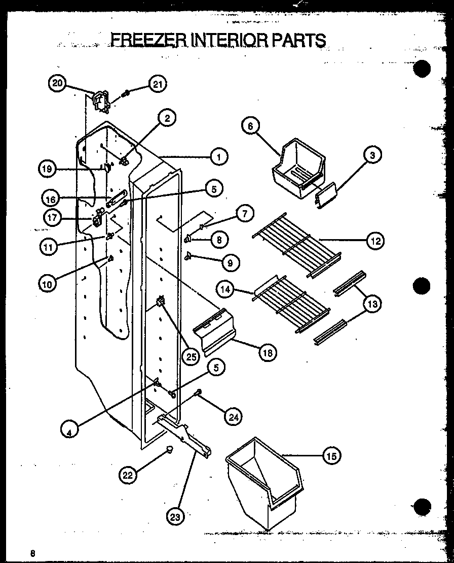 Amana GFS228-1W00 freezer interior parts diagram
