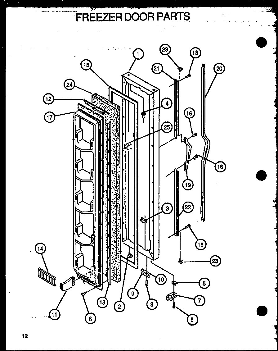 Amana GFS228-1W00 freezer door parts diagram