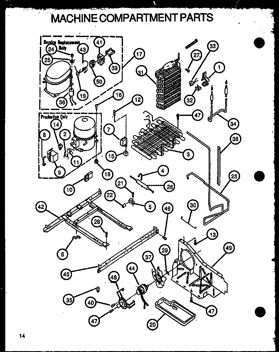Amana GFS228-1W00 machine compartment parts diagram