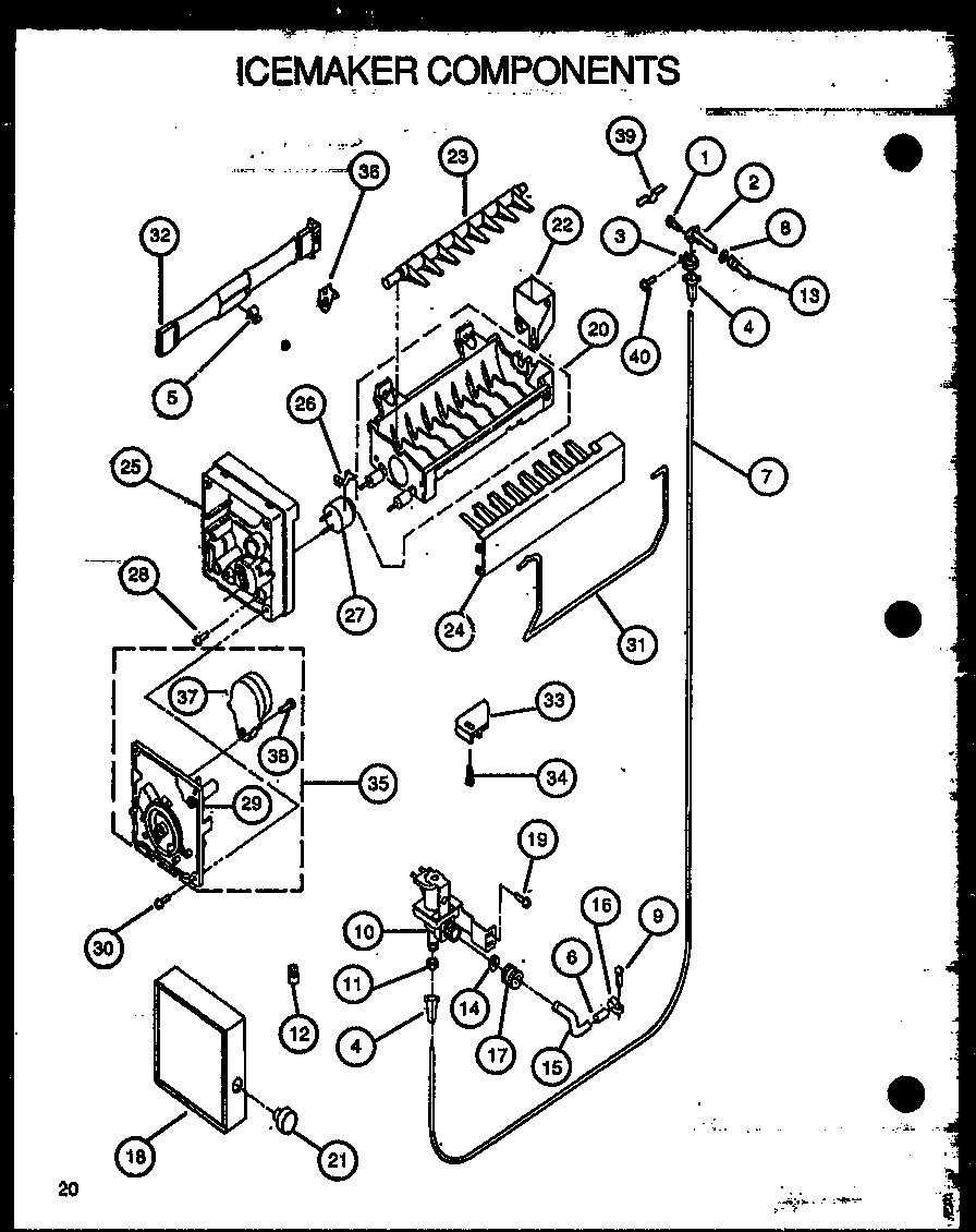 Amana GFS228-1W00 icemaker components diagram