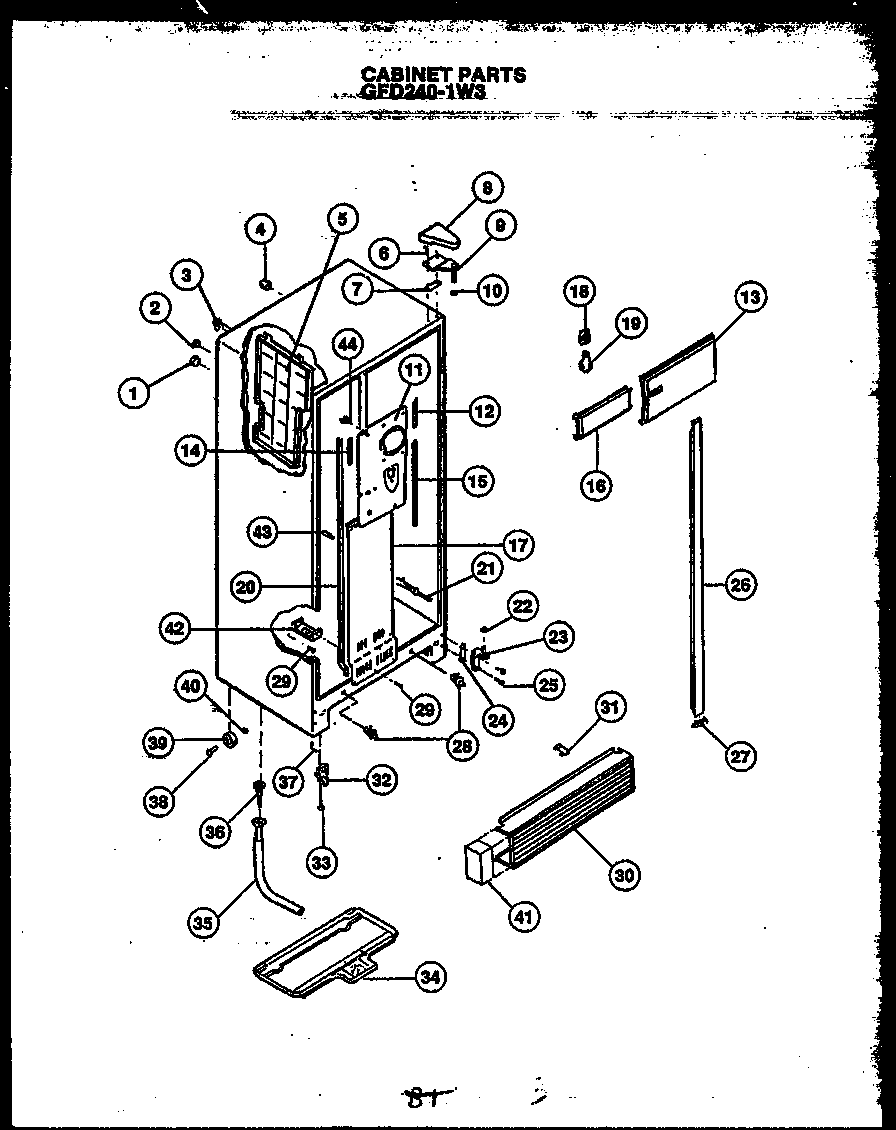 Caloric GFD240-1L3 cabinet parts diagram