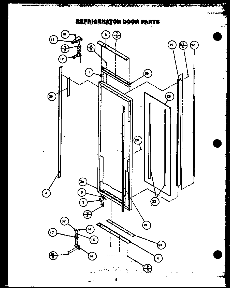 Modern Maid GRH220-1W refrigerator door trim and hinges diagram