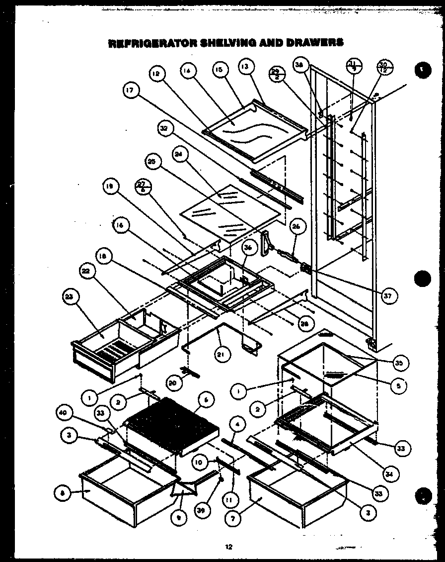 Modern Maid GRH220-1W refrigerator shelving and drawers diagram