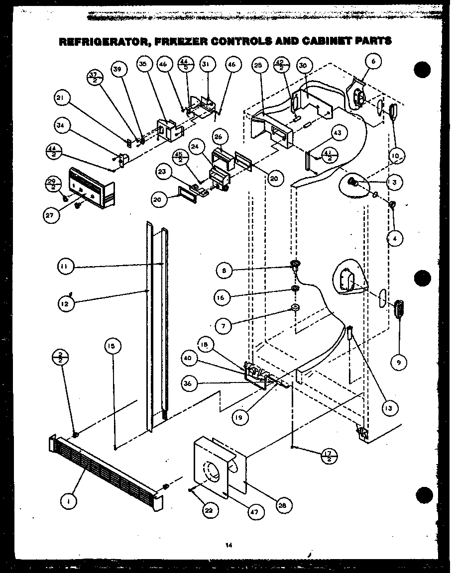 Modern Maid GRH220-1W controls and cabinet diagram