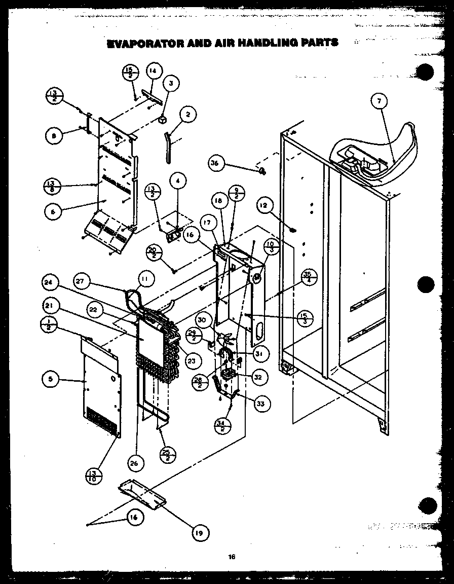 Modern Maid GRH220-1W evaporator and air handling parts diagram