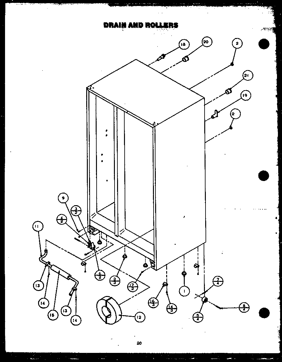 Modern Maid GRH220-1W drain and rollers diagram