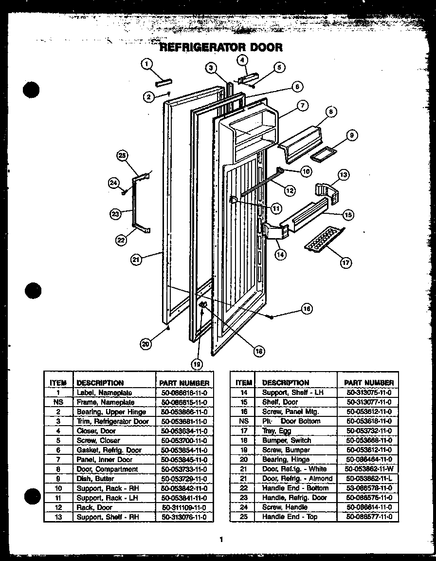 Caloric GFD240/MN04 refrigerator door diagram