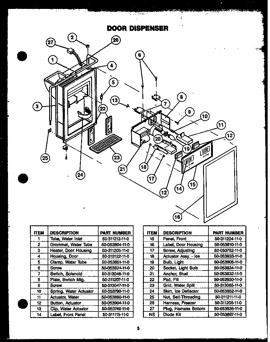 Caloric GFD240/MN04 door dispenser diagram