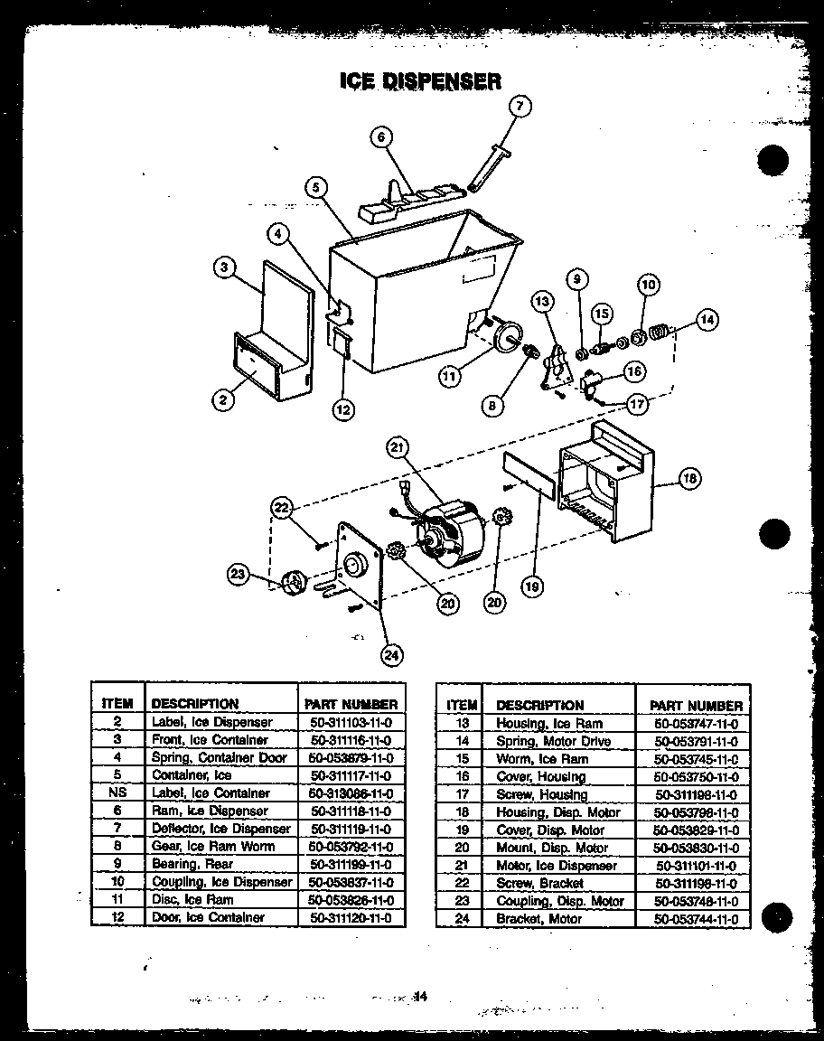Caloric GFD240/MN04 ice dispenser diagram