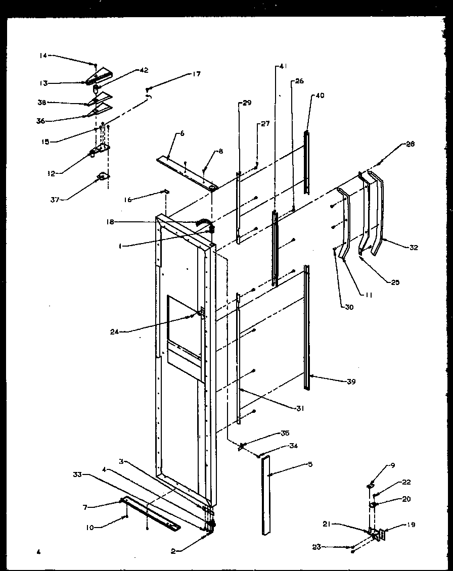 Amana SQD20NBW-P1162507WW freezer door hinge and trim parts diagram