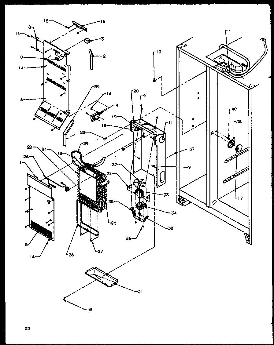 Amana SQD20NBW-P1162507WW evaporator and air handling diagram