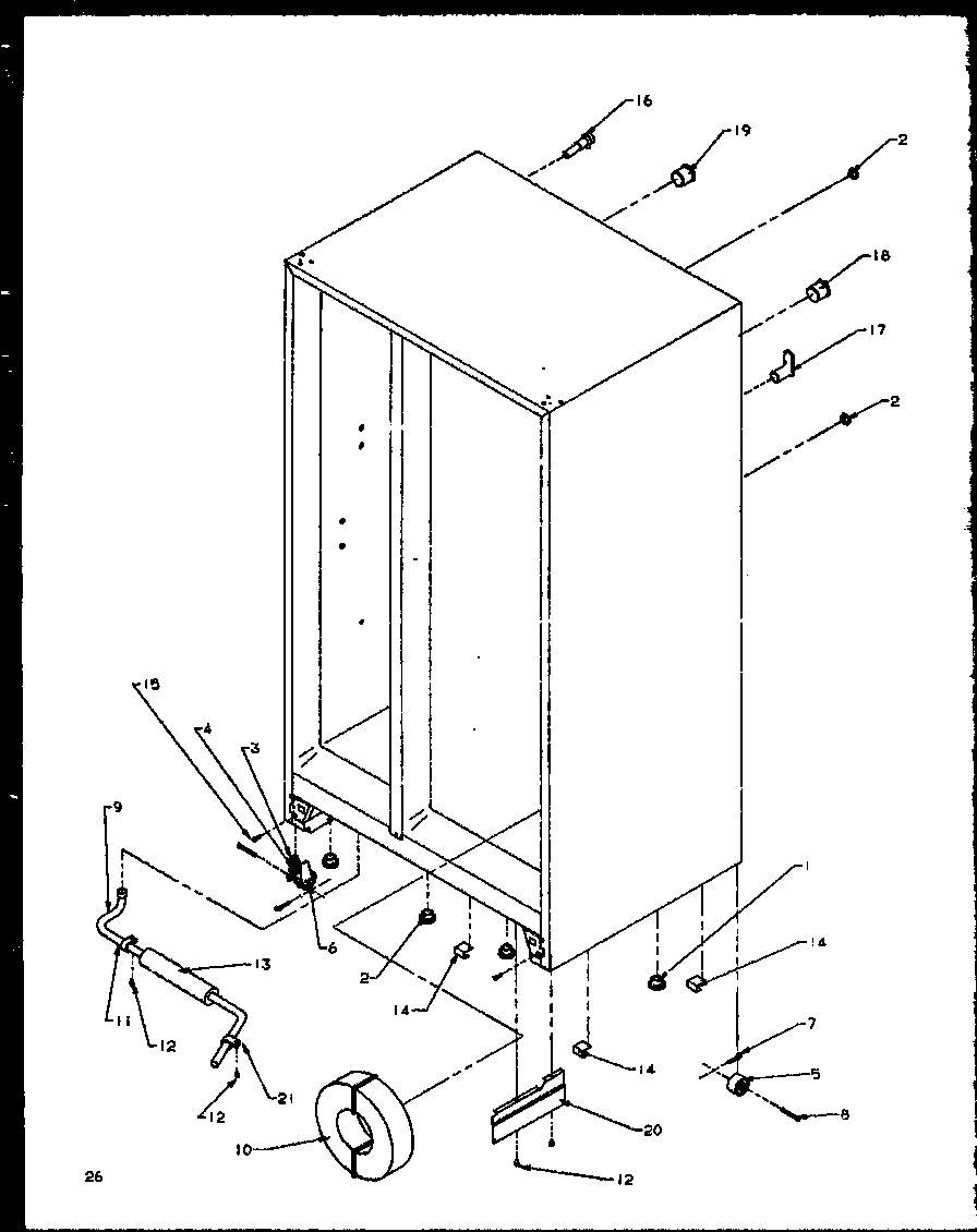 Amana SQD20NBW-P1162507WW drain and rollers diagram