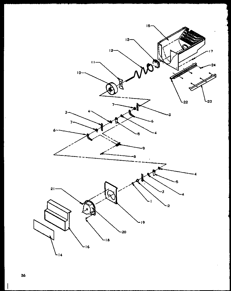 Amana SQD20NBW-P1162507WW crushed ice bucket diagram