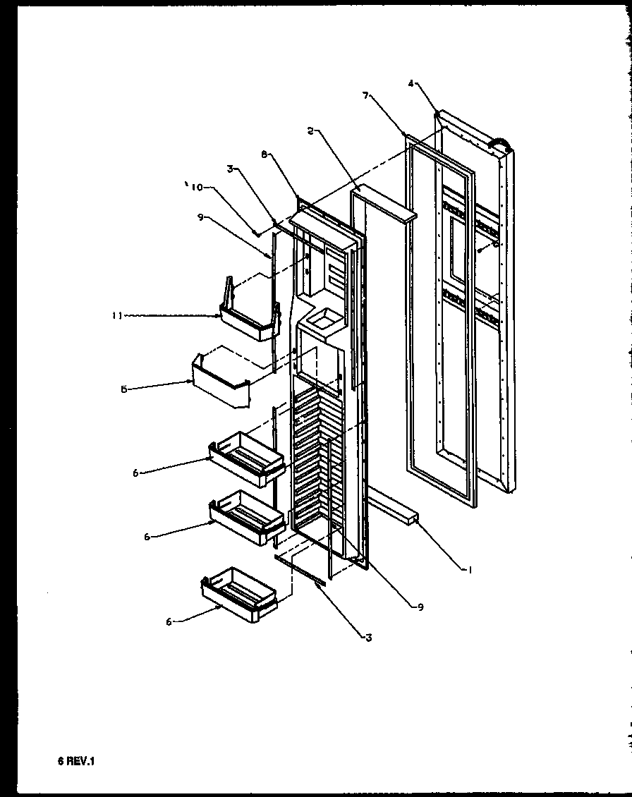 Amana 2599CIWEL-P1170601WL freezer door diagram