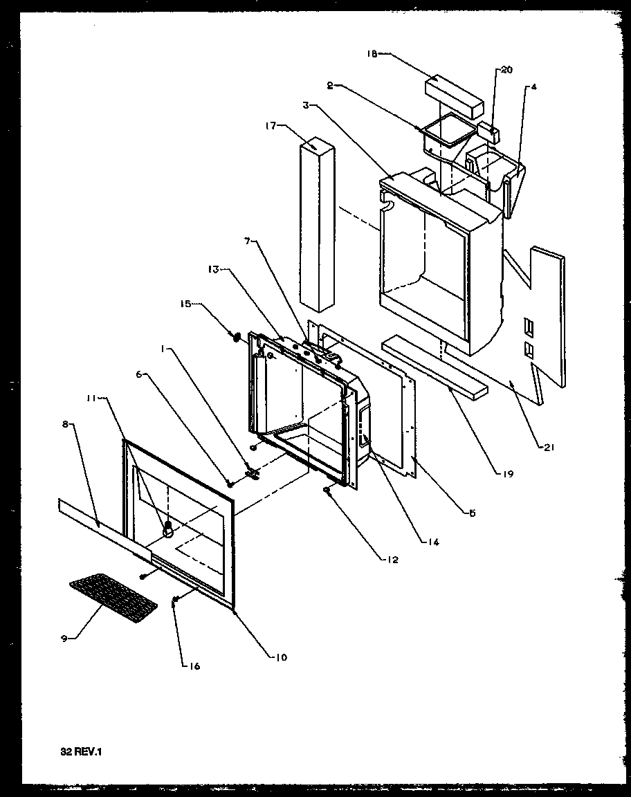 Amana 2599CIWEL-P1170601WL ice and water cavity diagram