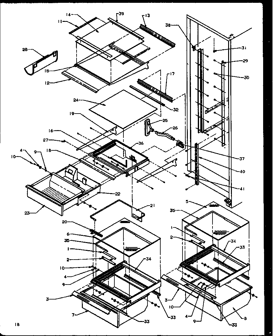 Amana SBI20NE-P1162902WE refrigerator shelving and drawers (sbi20ne/p1162902we) (sbi20nw/p1162902ww) (sbd20ne/p1162503we) (sbd20nw/p1162503ww) diagram