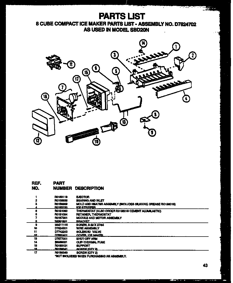 Amana SBI20NE-P1162902WE 8 cube compact ice maker (sbd20ne/p1162503we) (sbd20nw/p1162503ww) diagram