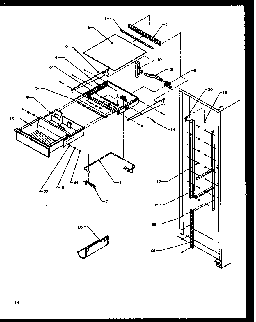 Amana SZI20NW-P1162901WW refrigerator shelving and drawers diagram