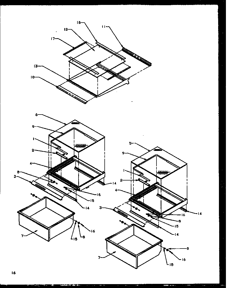 Amana SZI20NW-P1162901WW refrigerator shelving and drawers diagram