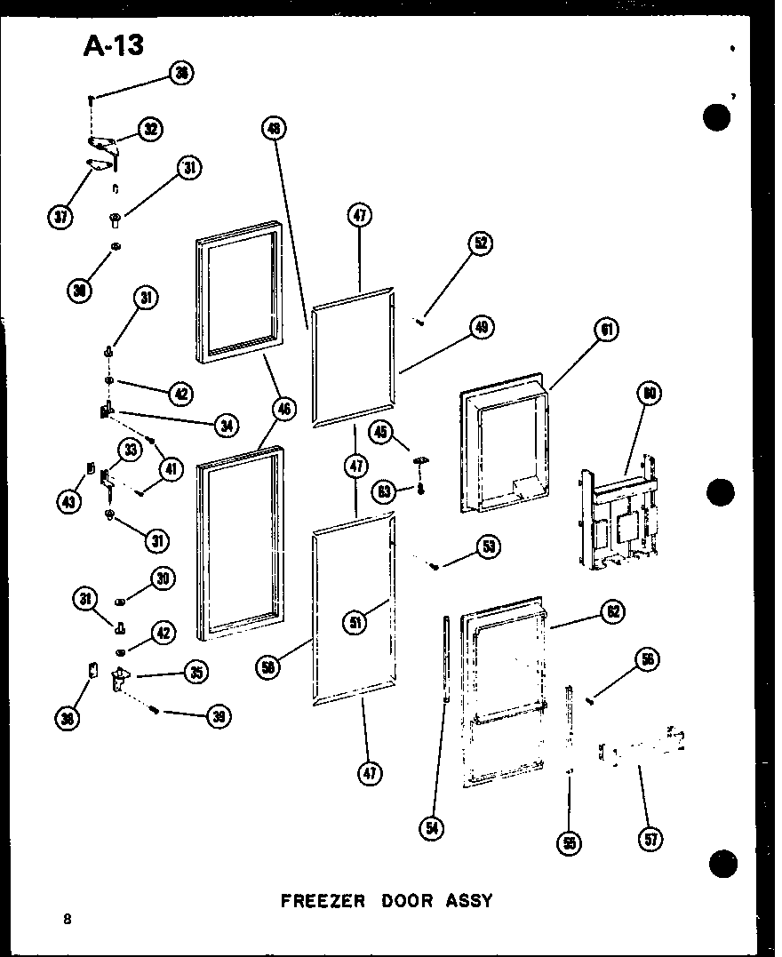 Amana SRI19W-P60350-36W freezer door assy diagram
