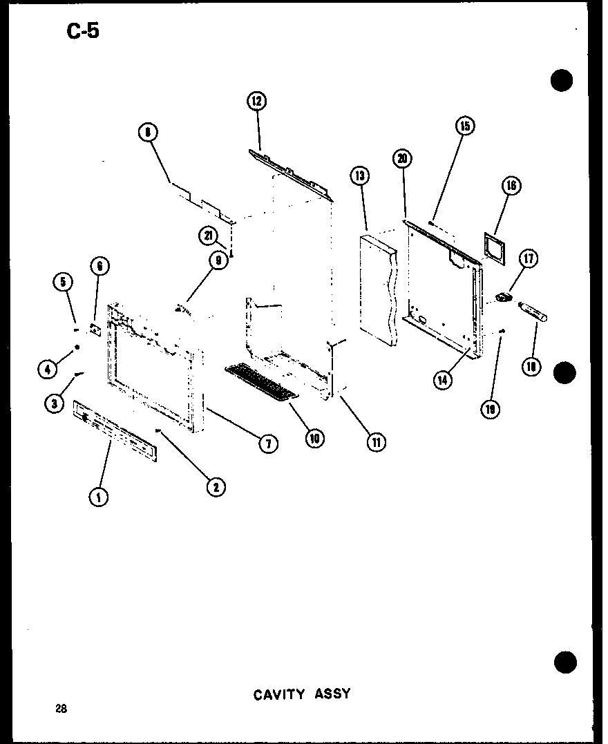 Amana SRI19W-P60350-36W cavity assy diagram