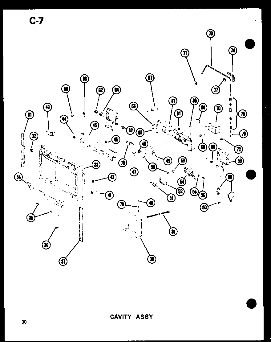 Amana SRI19W-P60350-36W cavity assy diagram