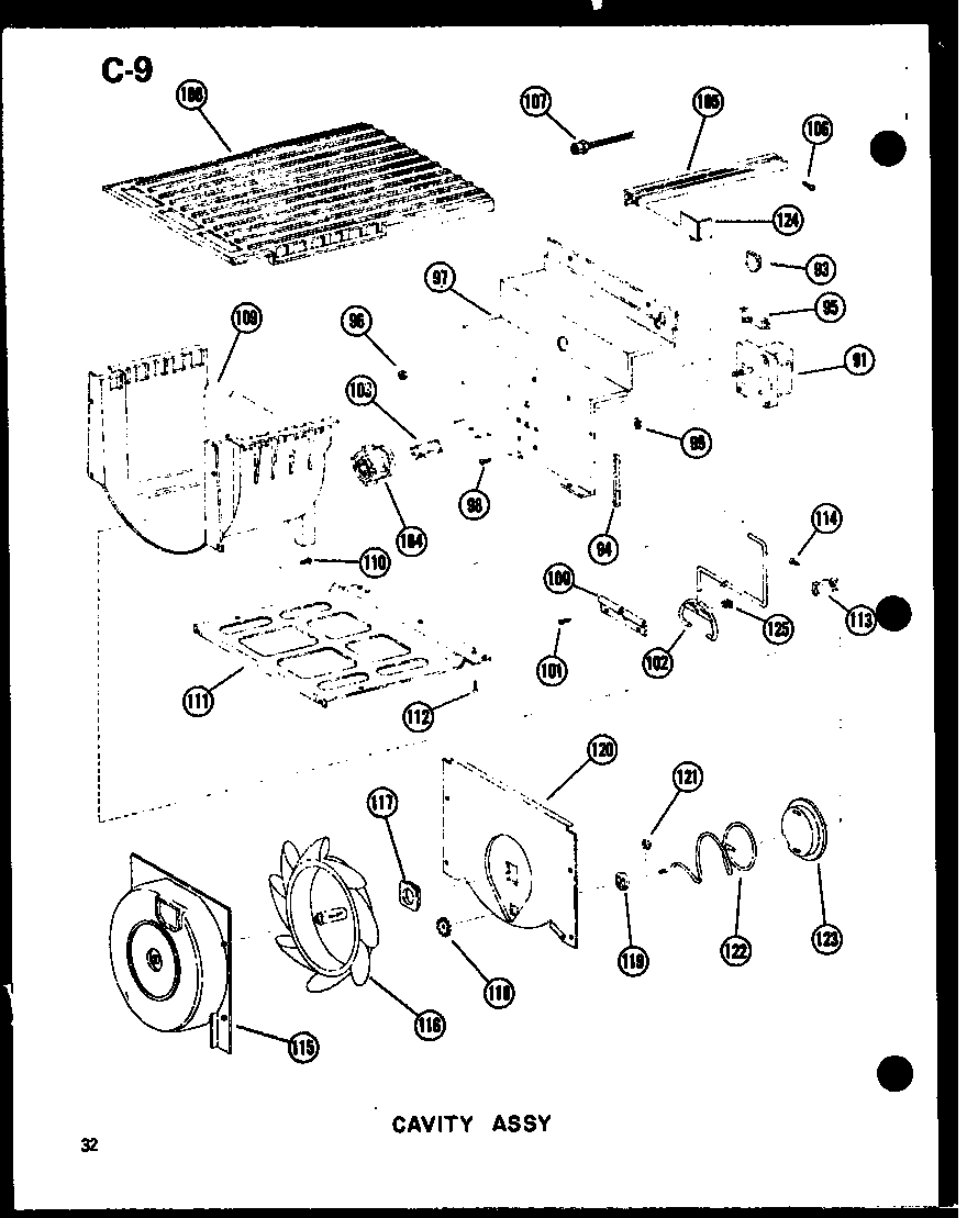 Amana SRI19W-P60350-36W cavity assy diagram