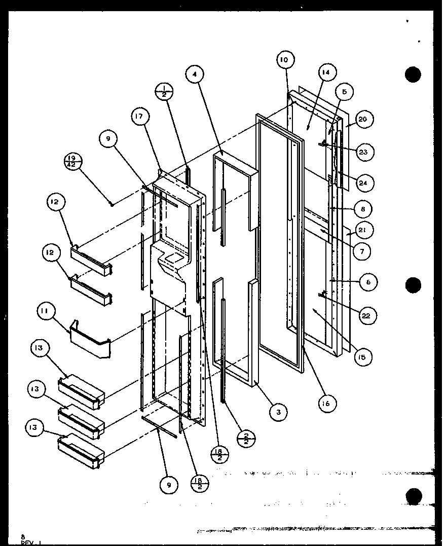 Amana SXD25J-P1104002W freezer door (sxd25j/p1104001w) (sxd25jb/p1104003w) (sxd25jp/p1104005w) diagram