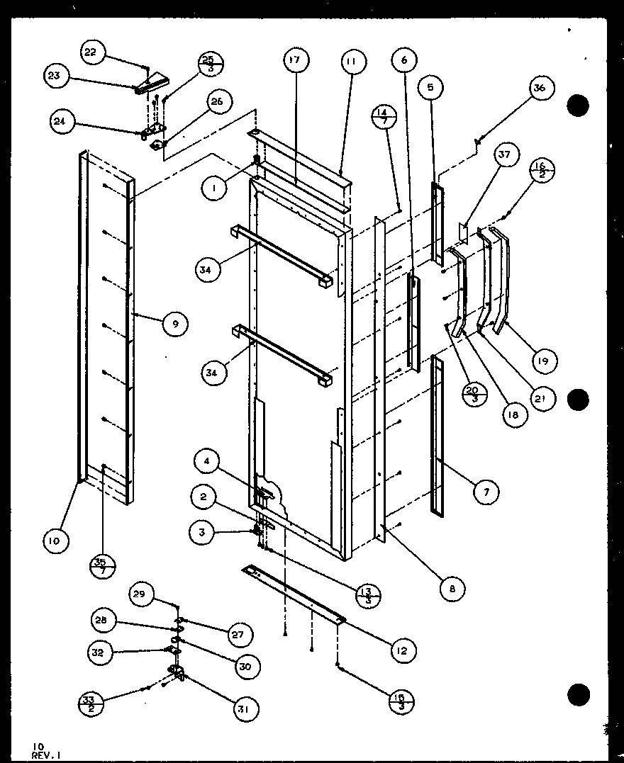 Amana SXD25J-P1104002W refrigerator door (sxd25j/p1104001w) (sxd25jb/p1104003w) (sxd25jp/p1104005w) diagram