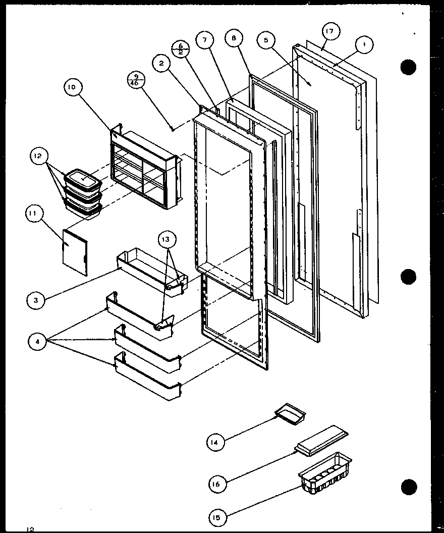 Amana SXD25J-P1104002W refrigerator door (sxd25j/p1104001w) (sxd25jb/p1104003w) (sxd25jp/p1104005w) diagram