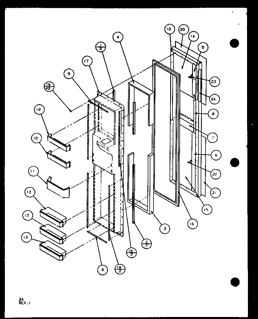 Amana SXD25J-P1104002W freezer door (sxd25j/p1104002w) (sxd25jb/p1104004w) (sxd25jp/p1104006w) diagram