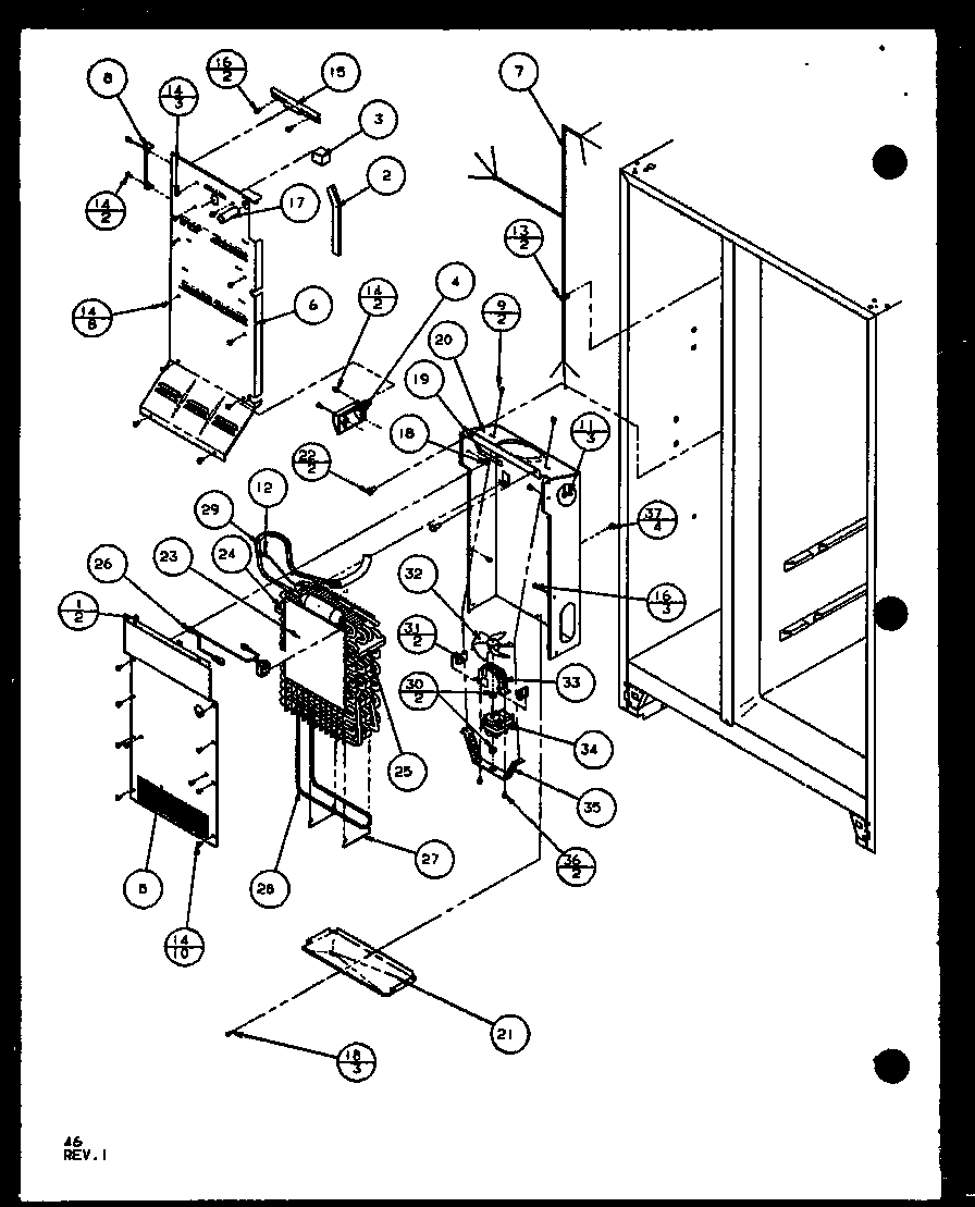 Amana SXD25J-P1104002W evaporator and air handling (sxd25j/p1104002w) (sxd25jb/p1104004w) (sxd25jp/p1104006w) diagram
