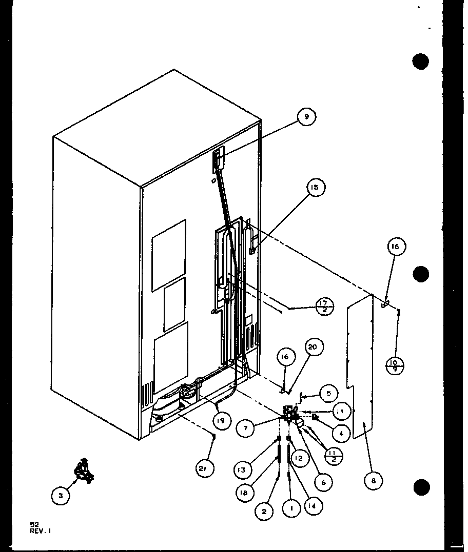 Amana SXD25J-P1104002W cabinet back (sxd25j/p1104002w) (sxd25jb/p1104004w) (sxd25jp/p1104006w) diagram