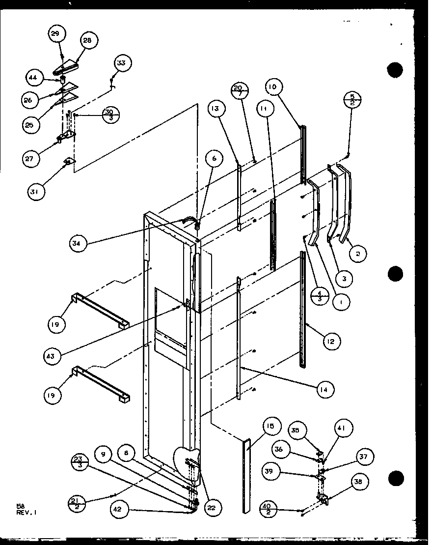 Amana SXD25J-P1104002W freezer door (sxd22j/p1104019w) (sxd22j/p1104020w) diagram