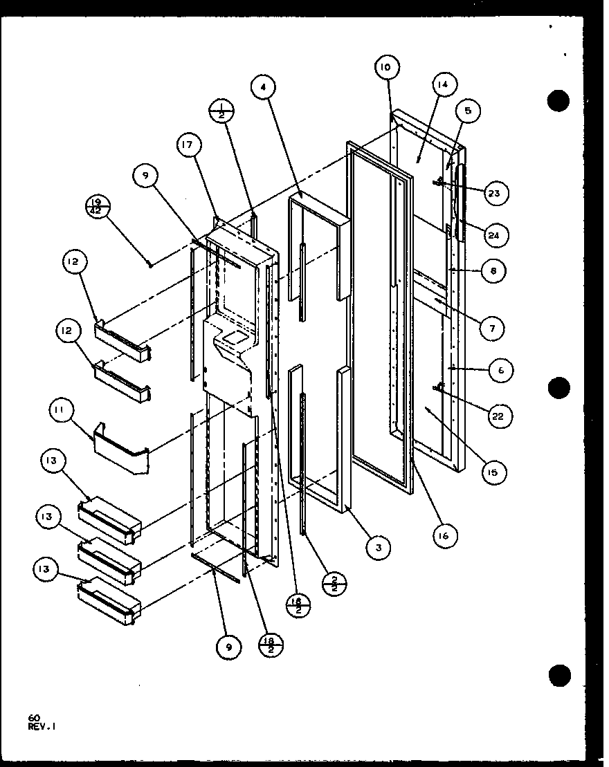 Amana SXD25J-P1104002W freezer door (sxd22j/p1104019w) (sxd22j/p1104020w) diagram