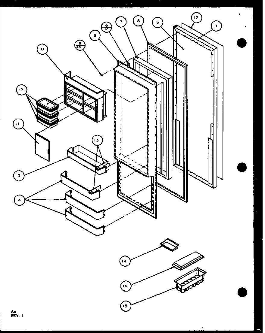 Amana SXD25J-P1104002W refrigerator door (sxd22j/p1104019w) (sxd22j/p1104020w) diagram