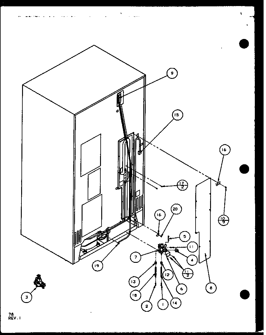 Amana SXD25J-P1104002W cabinet back (sxd22j/p1104019w) (sxd22j/p1104020w) diagram