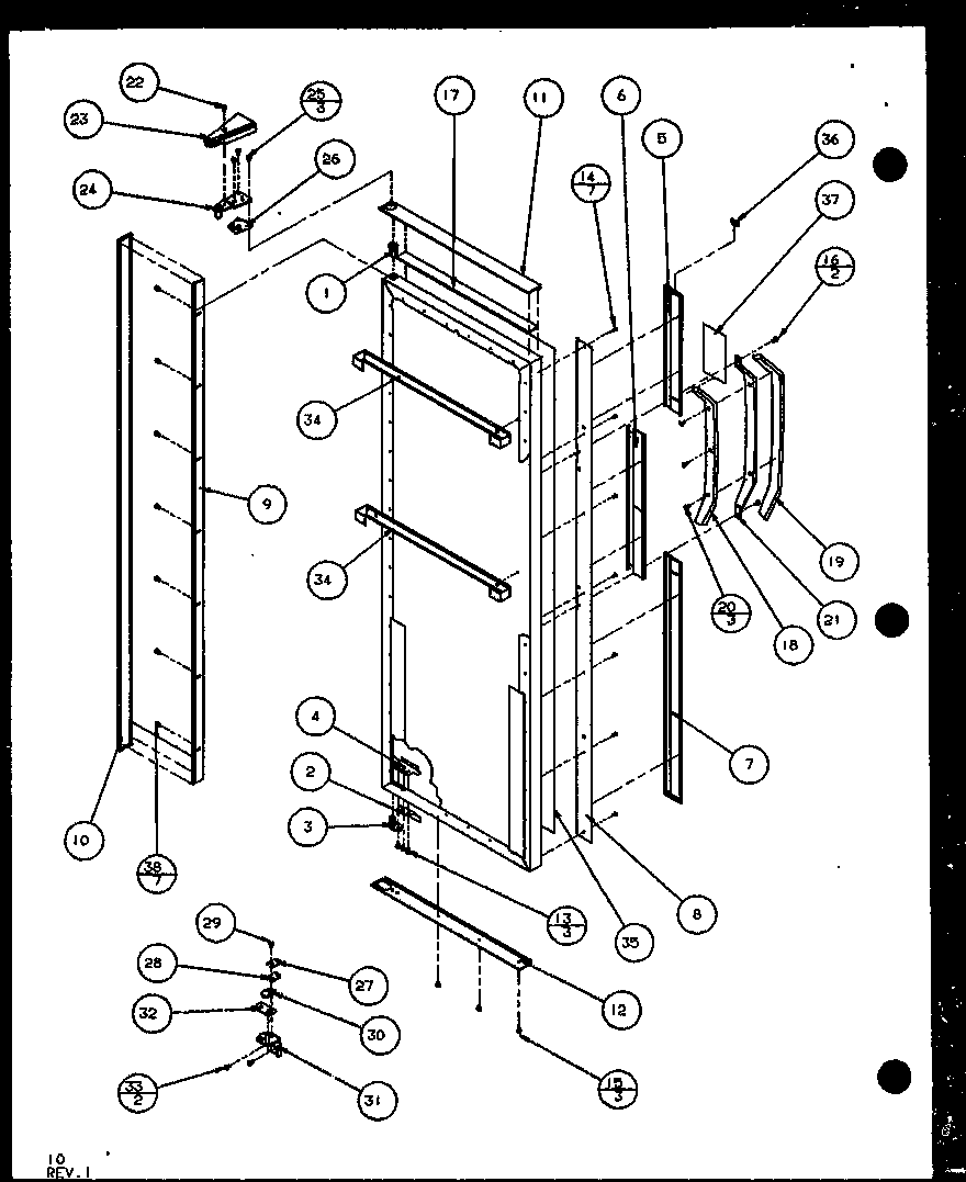 Amana SLD25JB-P1104010W refrigerator door (sld25j/p1104007w) (sld25jb/p1104009w) (sld25jp/p1104011w) (sld22jb/p1104023w) diagram