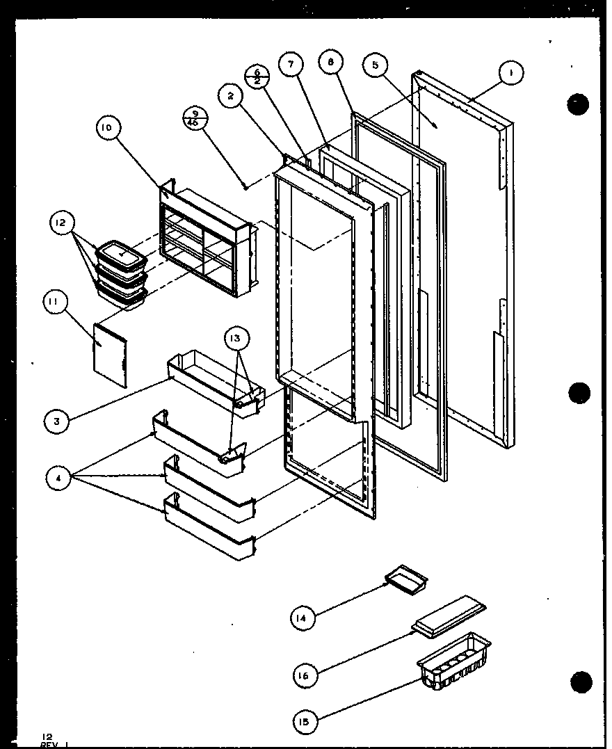 Amana SLD25JB-P1104010W refrigerator door (sld25j/p1104007w) (sld25jb/p1104009w) (sld25jp/p1104011w) (sld22jb/p1104023w) diagram