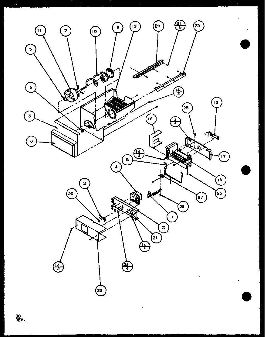 Amana SLD25JB-P1104010W ice bucket and ice maker (sld25j/p1104007w) (sld25jb/p1104009w) (sld25jp/p1104011w) (sld22jb/p1104023w) diagram