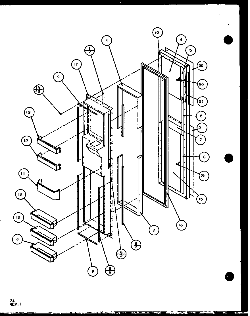 Amana SLD25JB-P1104010W freezer door (sld25j/p1104008w) (sld25jb/p1104010w) (sld25jp/p1104012w) (sld22jb/p1104024w) diagram